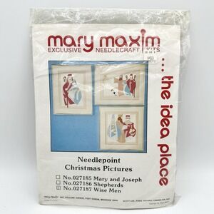 Vintage Mary Maxim Needlepoint Christmas Picture Kit Wise Men 027187 Nativity
